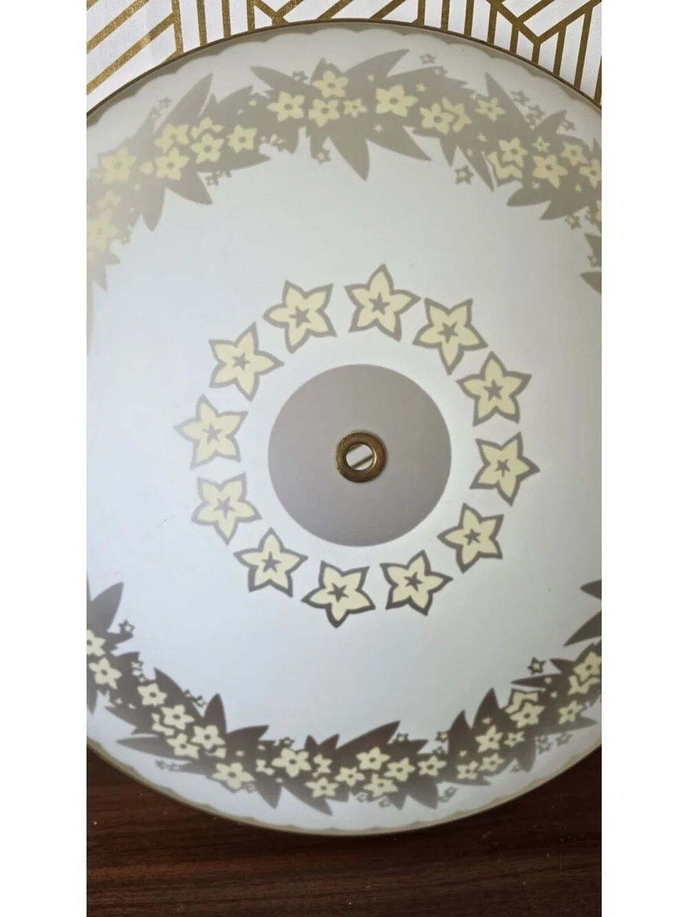 Vintage Gold Filigree Frosted Yellow & White Daisy Domed Ceiling Light Cover